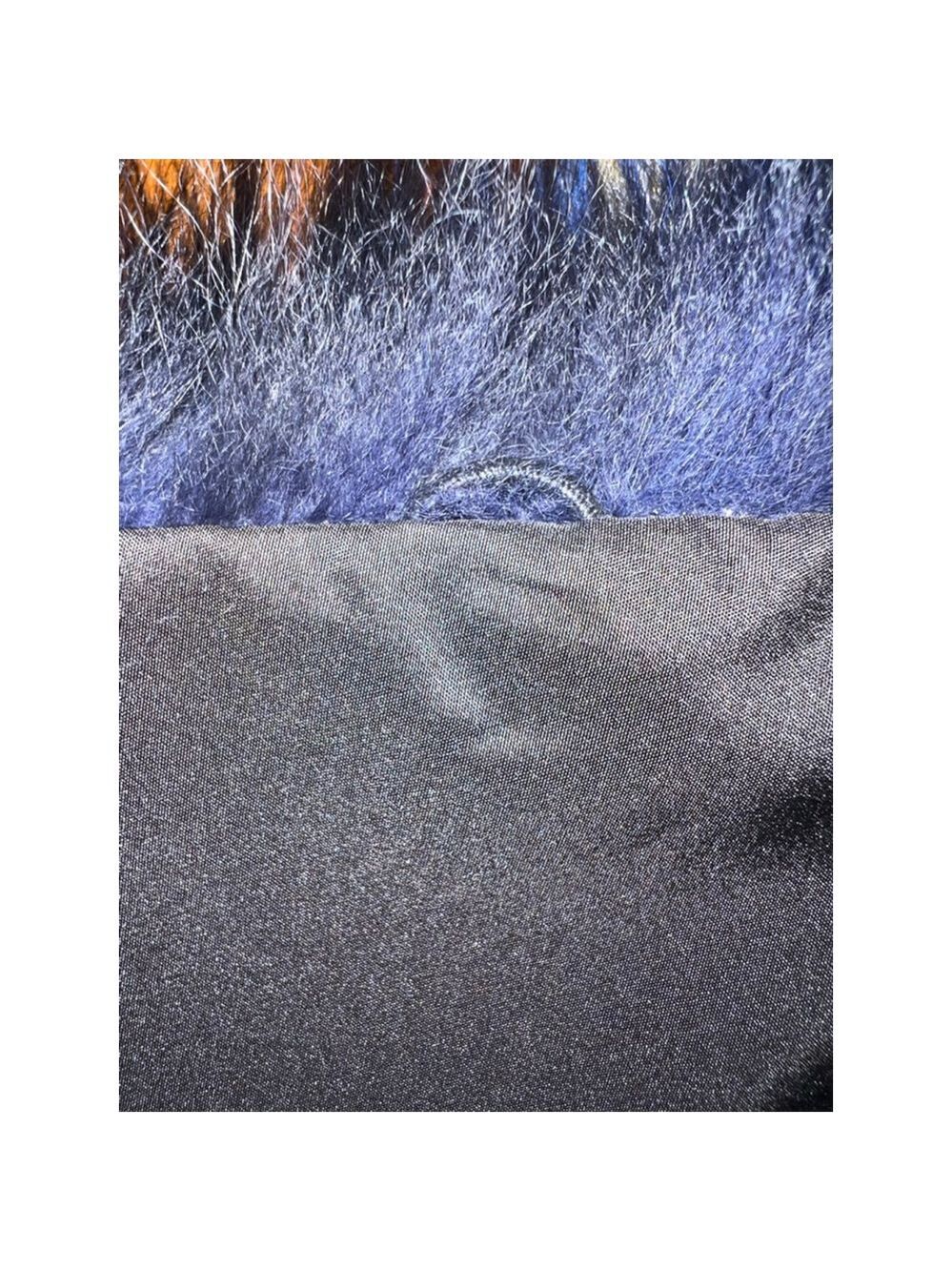 New Mr & Mrs Italy Blue & Black Fox Fur Scarf - Picture 6 of 7